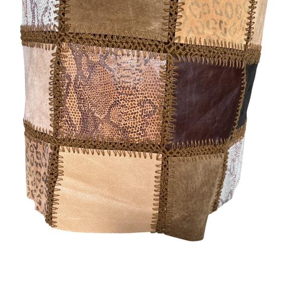 Vintage Patchwork Mini Skirt - Brown and Tan - Picture 5 of 12